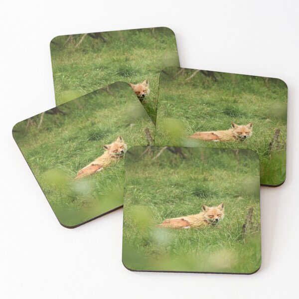 Item preview, Cute fox relaxing on grass in the forest designed and sold by olivierbradette.