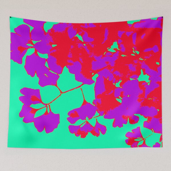 Item preview, Ginko Leaves in Purple and Red on Aqua designed and sold by AlteredAtelier.