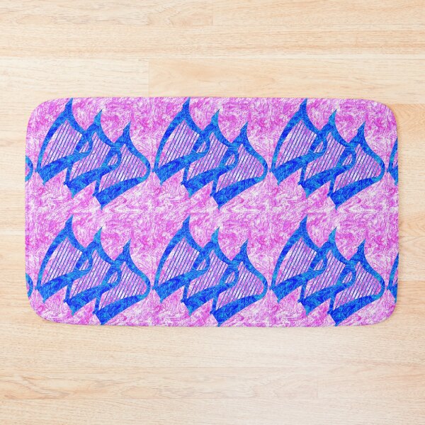 Item preview, Three blue harps on a pink patterned background designed and sold by Only1helen.