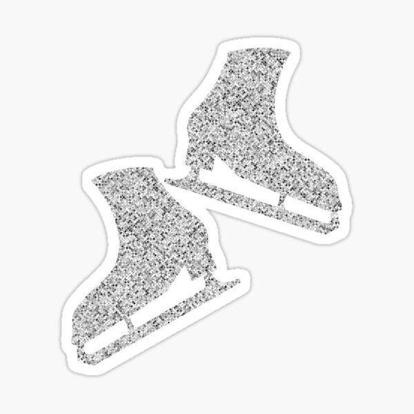 Pair of ice skates figure skating silver sparkle Sticker