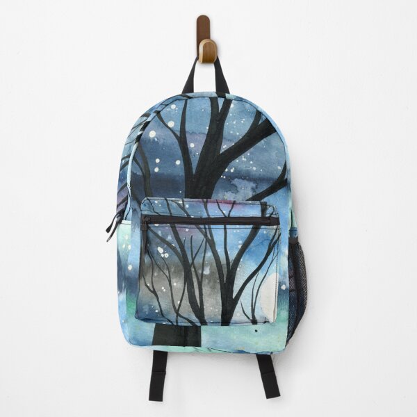 Item preview, Bright night - Tree silhouette watercolour painting with starry moonlit sky designed and sold by klbailey.
