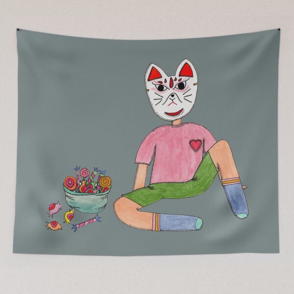 Item preview, kid with cat mask designed and sold by garam-project.
