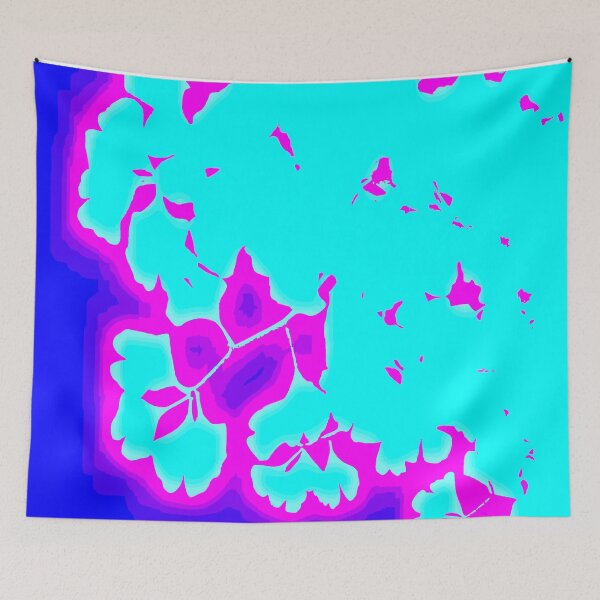 Item preview, Abstract Ginko Leaves in Turquoise on Magenta and Royal Blue designed and sold by AlteredAtelier.