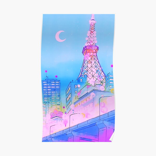 Sailor Moon Twilight Tokyo Anime Background Poster