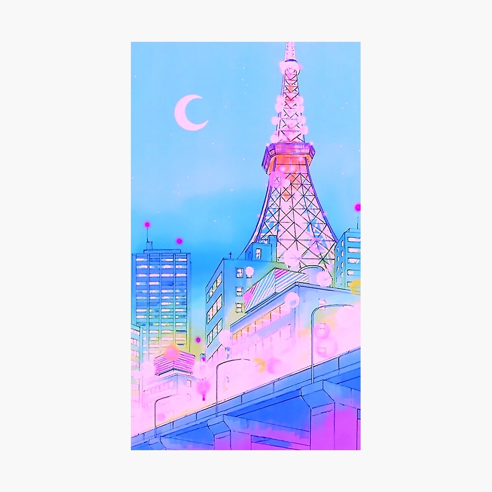 sailor moon twilight tokyo anime background metal print by kitsuney redbubble