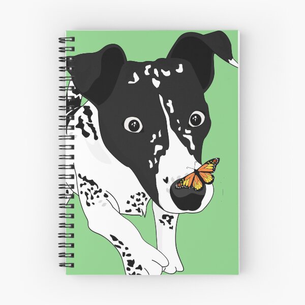 Item preview, Cute black and white dog with a butterfly on its nose, green version designed and sold by Aura-E.