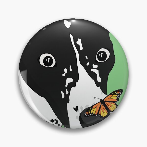 Item preview, Cute black and white dog with a butterfly on its nose, green version designed and sold by Aura-E.
