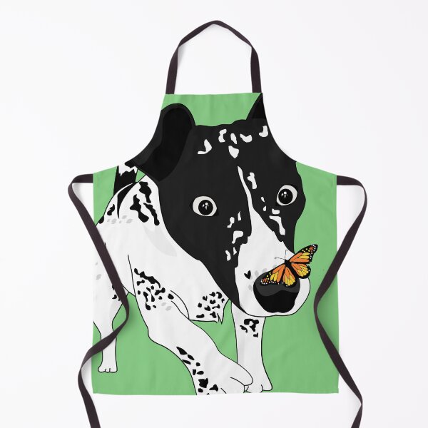 Item preview, Cute black and white dog with a butterfly on its nose, green version designed and sold by Aura-E.