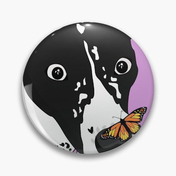 Item preview, Cute black and white dog with a butterfly on its nose, pink version designed and sold by Aura-E.