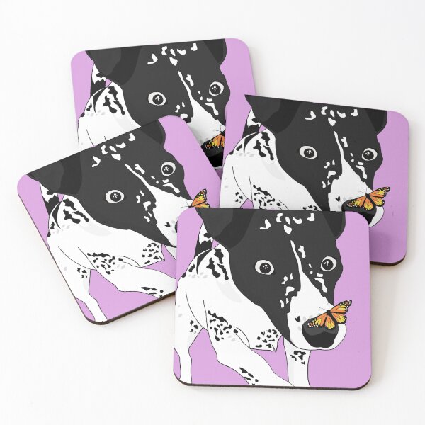Item preview, Cute black and white dog with a butterfly on its nose, pink version designed and sold by Aura-E.