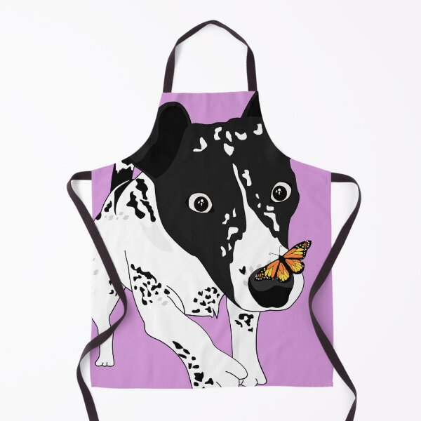 Item preview, Cute black and white dog with a butterfly on its nose, pink version designed and sold by Aura-E.
