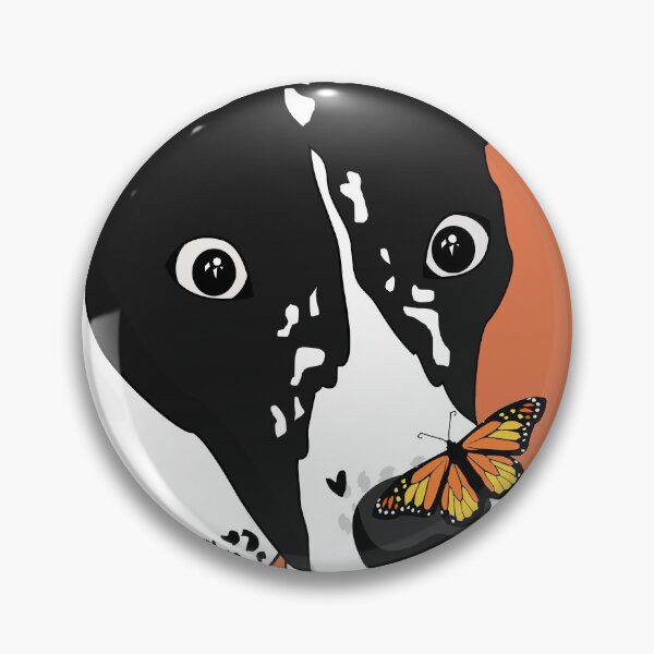 Item preview, Cute black and white dog with a butterfly on its nose, orange version designed and sold by Aura-E.