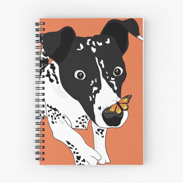 Item preview, Cute black and white dog with a butterfly on its nose, orange version designed and sold by Aura-E.