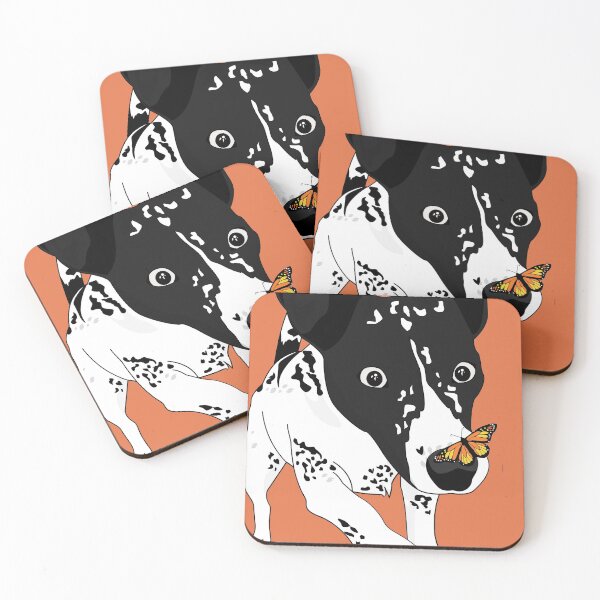Item preview, Cute black and white dog with a butterfly on its nose, orange version designed and sold by Aura-E.