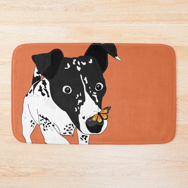 Item preview, Cute black and white dog with a butterfly on its nose, orange version designed and sold by Aura-E.