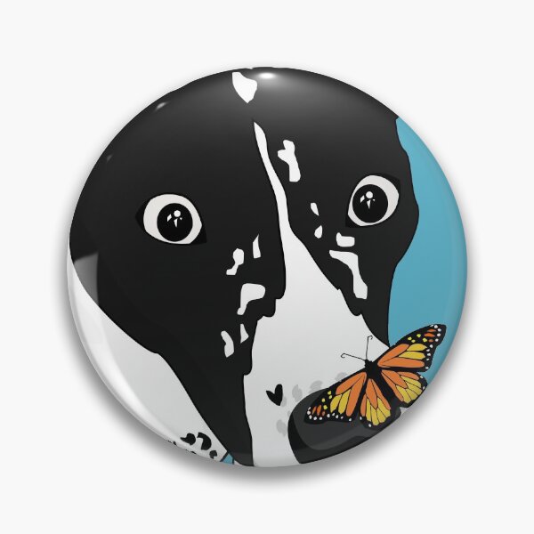 Item preview, Cute black and white dog with a butterfly on its nose, blue version designed and sold by Aura-E.