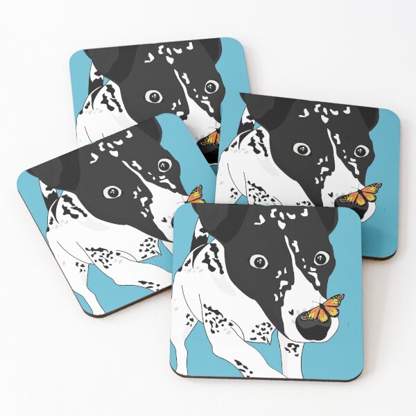 Item preview, Cute black and white dog with a butterfly on its nose, blue version designed and sold by Aura-E.