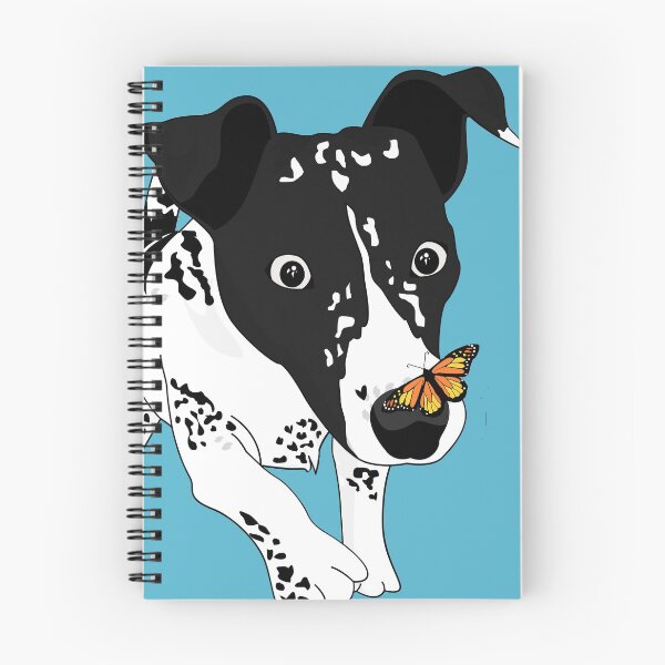 Item preview, Cute black and white dog with a butterfly on its nose, blue version designed and sold by Aura-E.