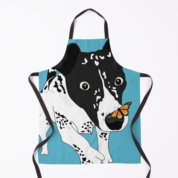 Item preview, Cute black and white dog with a butterfly on its nose, blue version designed and sold by Aura-E.