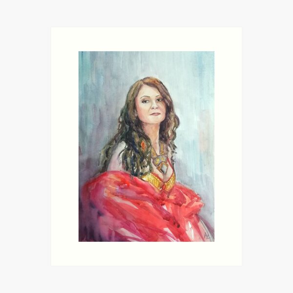 Watercolour portrait of an Eastern Dancer Art Print