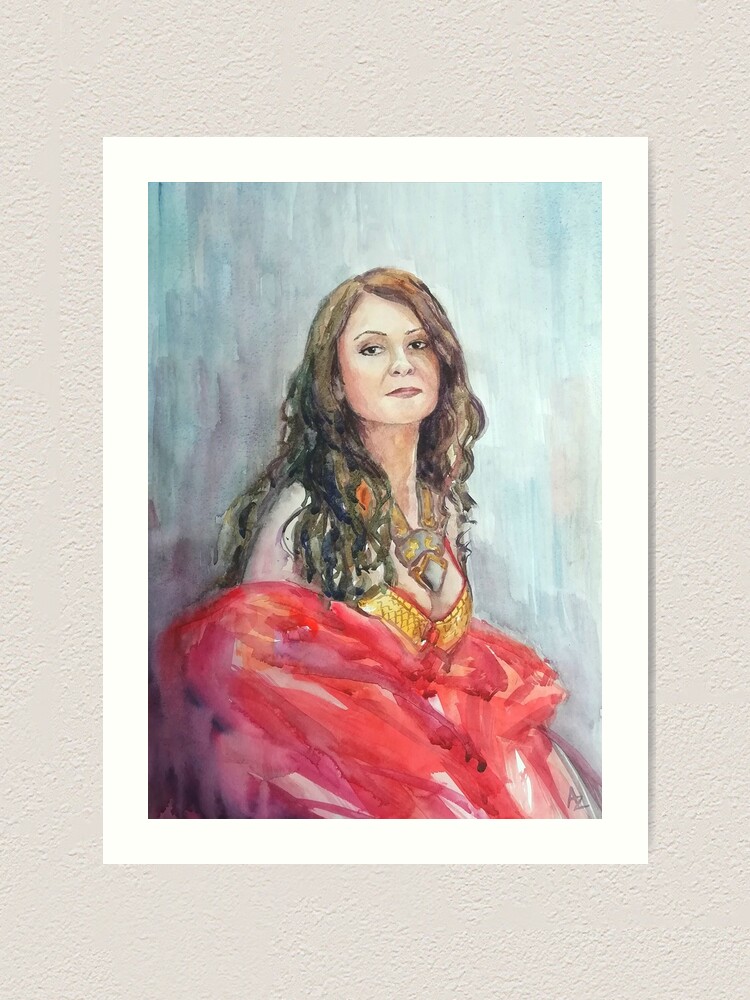 Thumbnail 1 of 3, Art Print, Watercolour portrait of an Eastern Dancer designed and sold by Anthropolog.