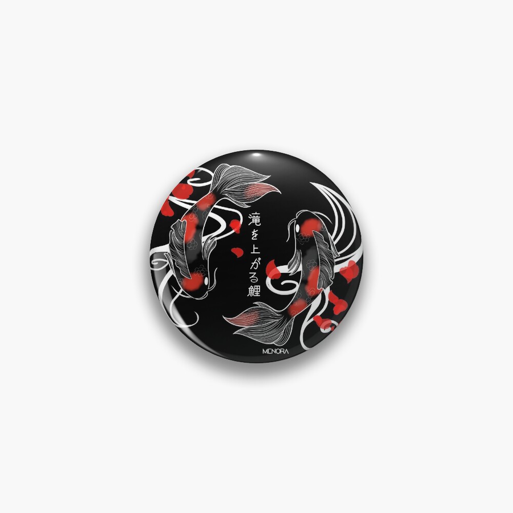Badge « Carpes Koï (Dark version) nageant dans l'eau»