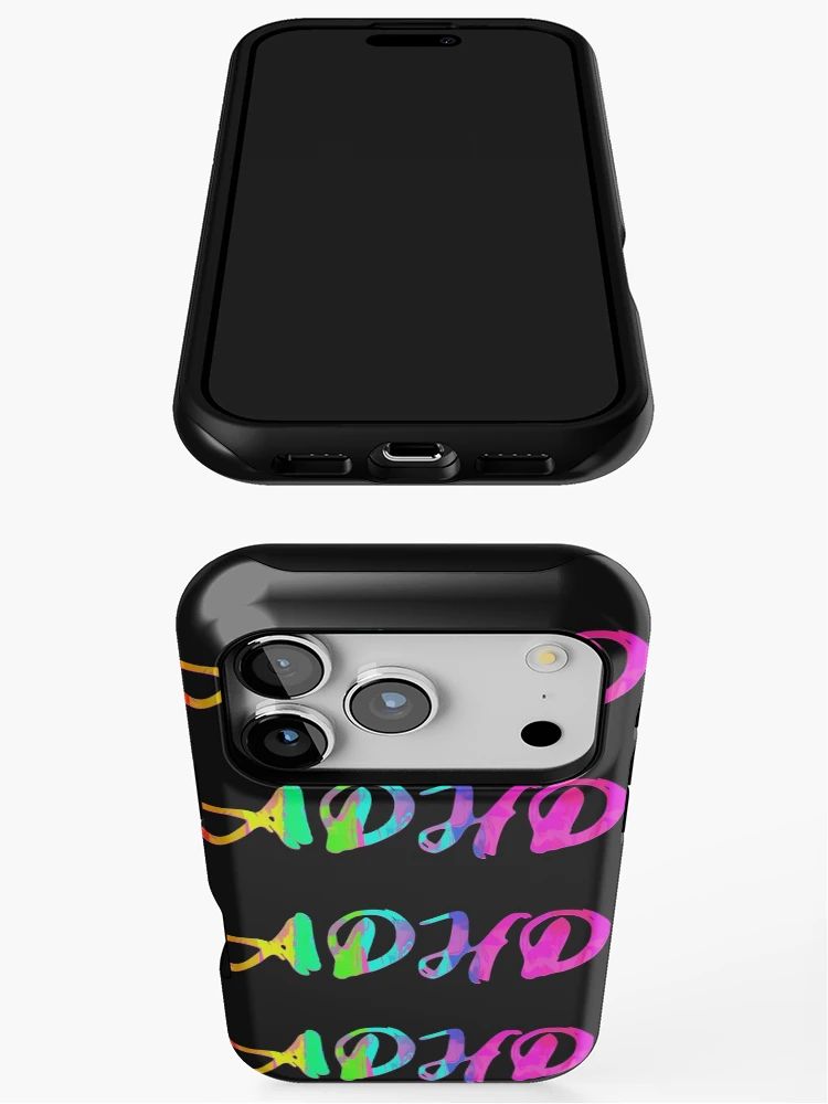Thumbnail 3 of 4, iPhone Case, ADHD Rainbow Paint Text  designed and sold by DesignsofNote.