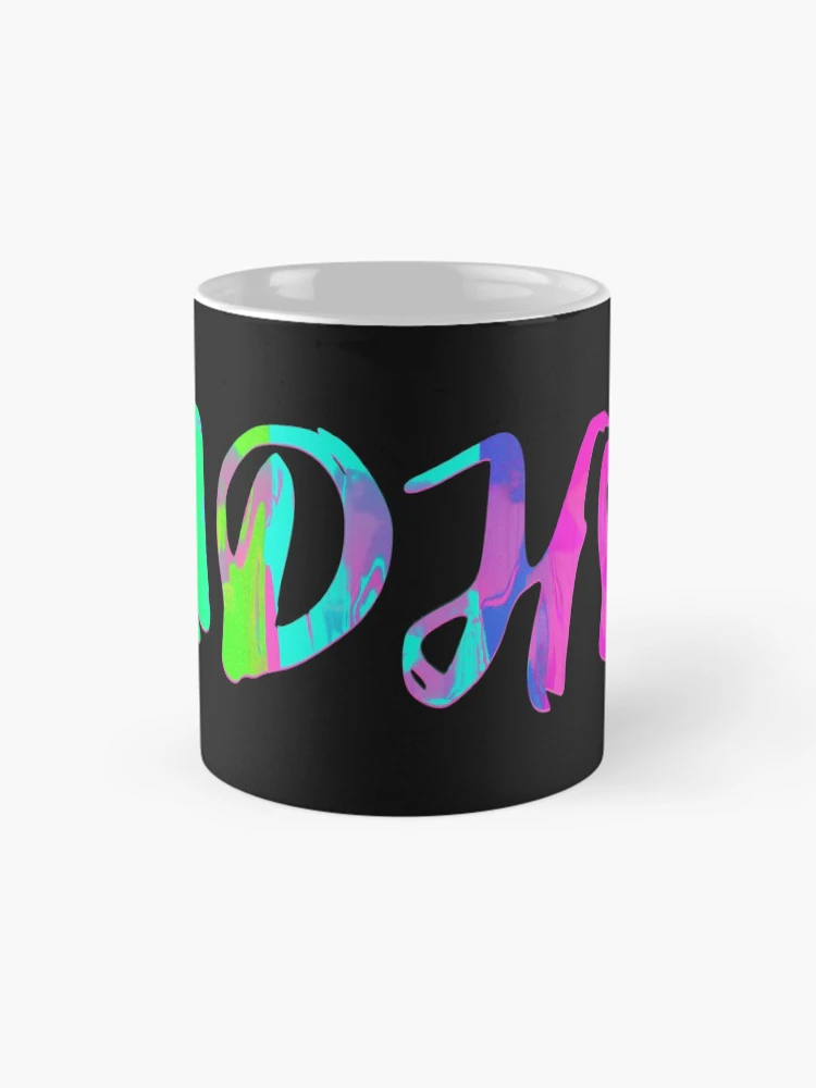Thumbnail 4 of 6, Coffee Mug, ADHD Rainbow Paint Text  designed and sold by DesignsofNote.