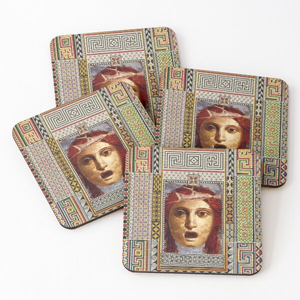 Item preview, THEATER MASK, ANTIQUE ROMAN PAINTING WITH POMPEII MOSAICS PATCHWORK  designed and sold by BulganLumini.