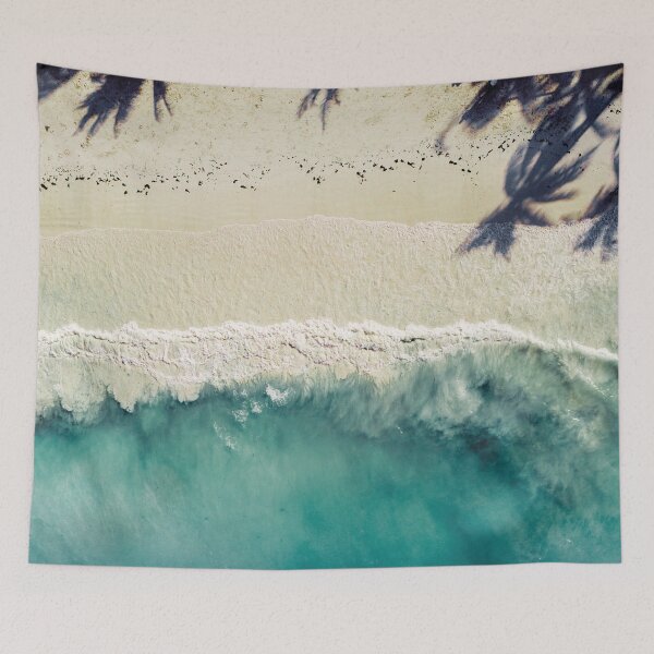 Item preview, White Sand Beach Calm Ocean Waves Silhouette Palm Trees designed and sold by henrymencia.