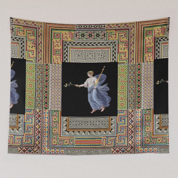 Item preview, DANCING MAENAD HOLDING LIME BRANCH ,ANTIQUE ROMAN PAINTING WITH POMPEII MOSAICS PATCHWORK  designed and sold by BulganLumini.