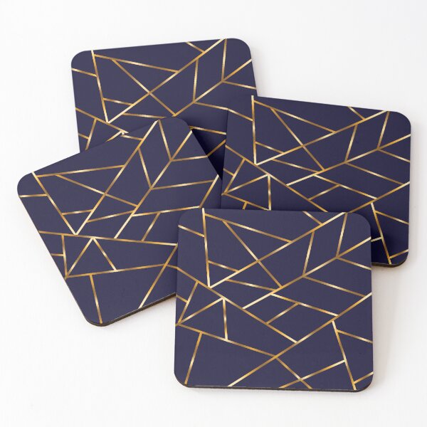 Item preview, Navy Abstract Geometric Gold lines  designed and sold by MA DESIGNS.