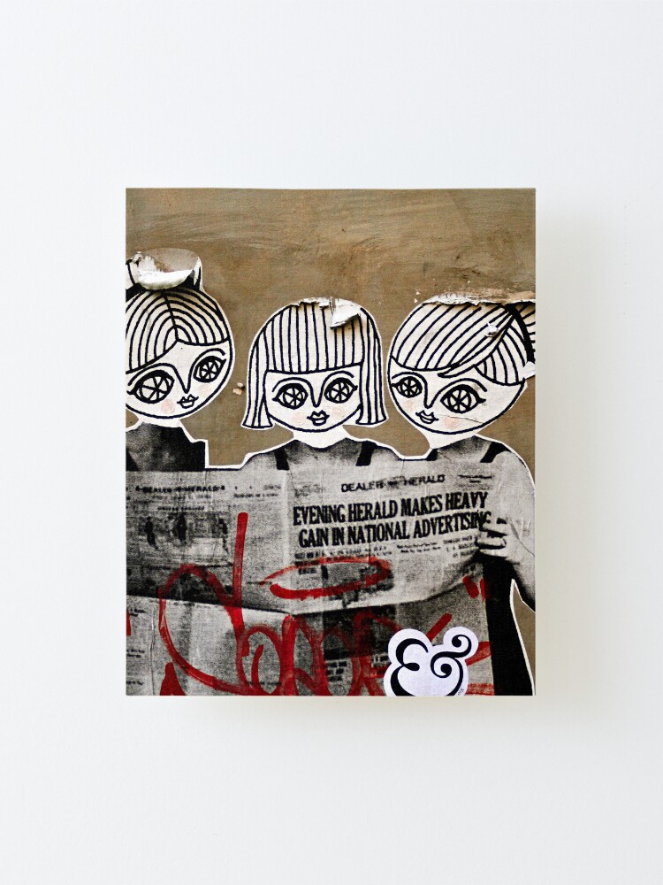 Cartoon Girls Reading Newspaper Graffiti Collage Cartoon Girls Reading Newspaper Graffiti Collage