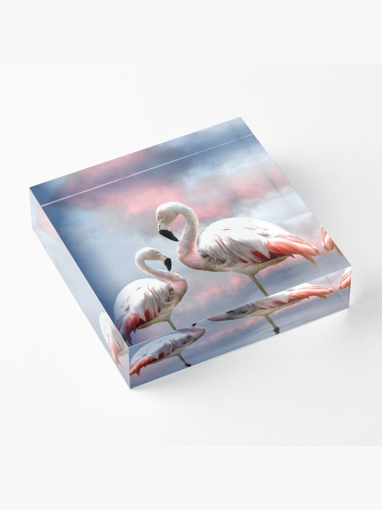 Alternate view of Flamingo Sky sunset birds Acrylic Block