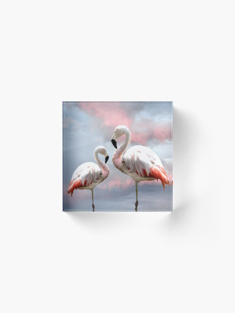 Alternate view of Flamingo Sky sunset birds Acrylic Block
