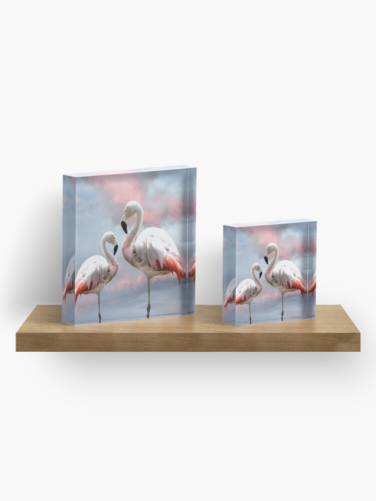 Alternate view of Flamingo Sky sunset birds Acrylic Block