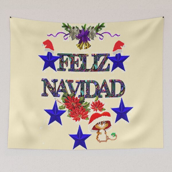 Item preview, Feliz Navidad, Blue stars, Festive Cute Santa, Grinch and Plaid Christmas, Family Christmas Making Memories designed and sold by Adri Barnard.