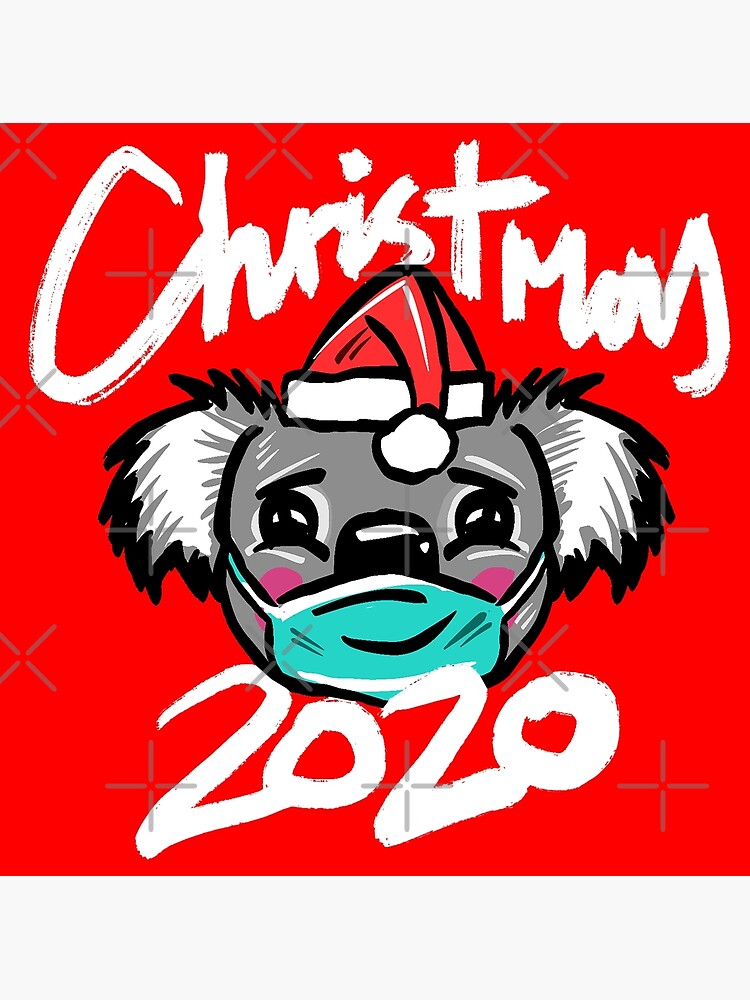 Australian Christmas 2020 T-Shirt, Christmas Koala Tee with Aussie Koala wearing a Face Mask and Christmas Hat, Funny Christmas Shirt for Aussies by sketchNkustom