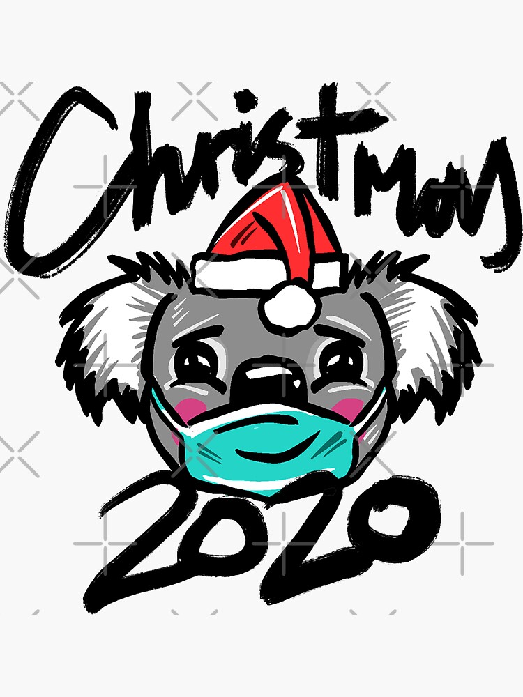 Australian Christmas 2020 T-Shirt, Christmas Koala Tee with Aussie Koala wearing a Face Mask and Christmas Hat, Funny Christmas Shirt for Aussies by sketchNkustom