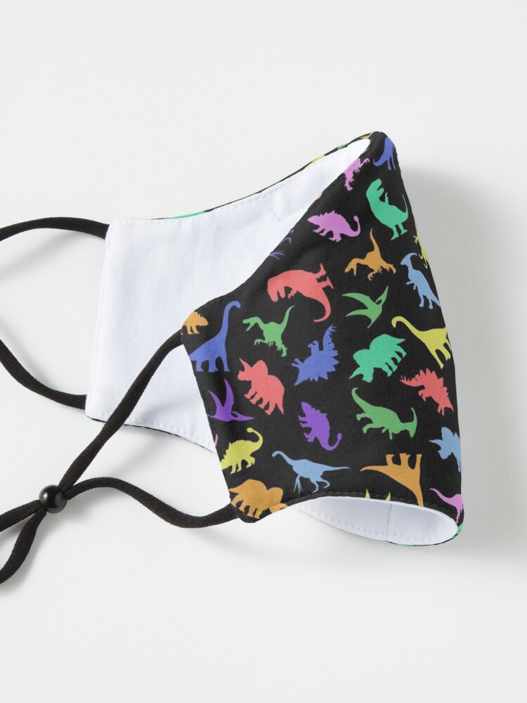 Alternate view of Fun Dinosaur Pattern (Black Background) Mask