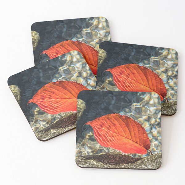 Item preview, Playful Patterns - Vibrant Vermilion Cherry Leaf Floating Underwater designed and sold by Georgia Mizuleva.