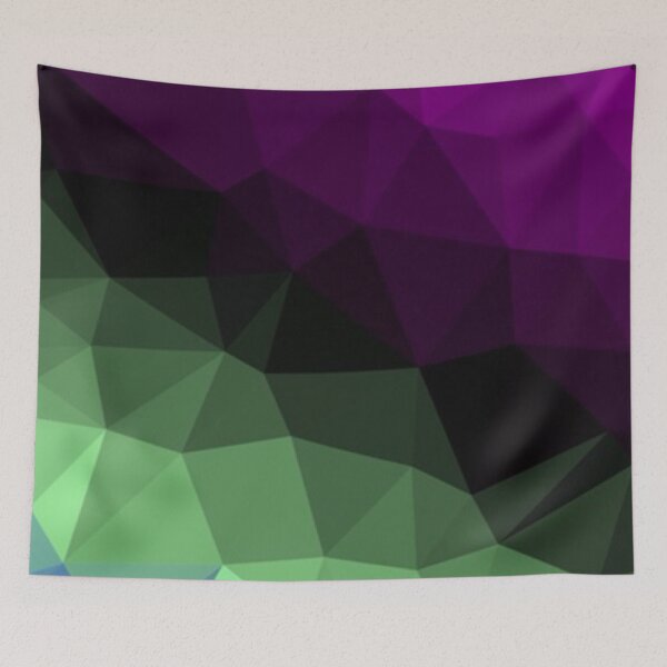Item preview, Polygon pattern dark color gradient green purple designed and sold by ApArtPaintings.
