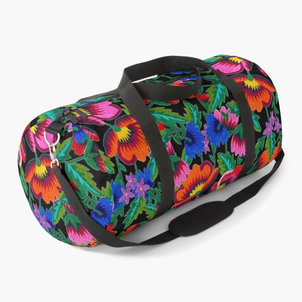 Item preview, Grandmommy Flowering Bouquet - Poppies Centaurea Violet - Green Leaves - Blossom - Satin Stitch Embroidery - Colorful on Black designed and sold by GrandTartaria.