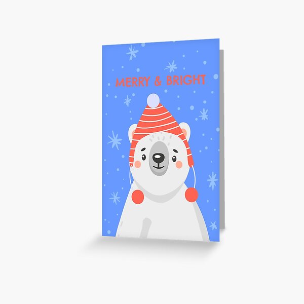 Merry And Bright Christmas Polar Bear Greeting Card