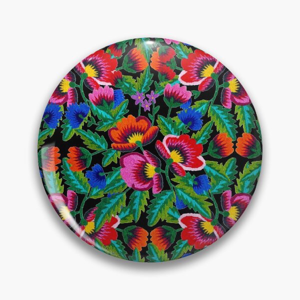Item preview, Grandmommy Flowering Bouquet - Poppies Centaurea Violet - Green Leaves - Blossom - Satin Stitch Embroidery - Colorful on Black designed and sold by GrandTartaria.