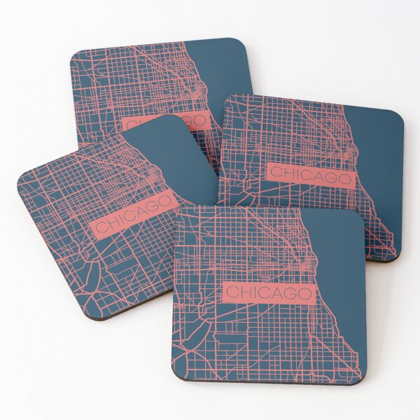 Item preview, Chicago Street Map Pink and Blue designed and sold by HelloGentry.