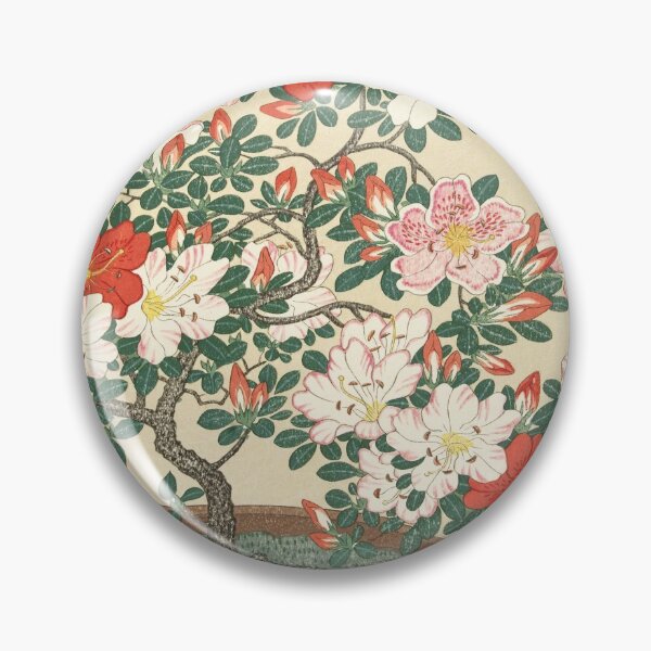 Item preview, Vintage Azalea Japanese Floral Woodblock Print designed and sold by Vintage Wall Art.