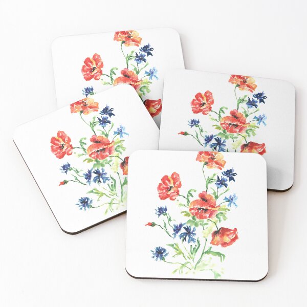 Item preview, Poppies and cornflowers print designed and sold by BeeTartprints.
