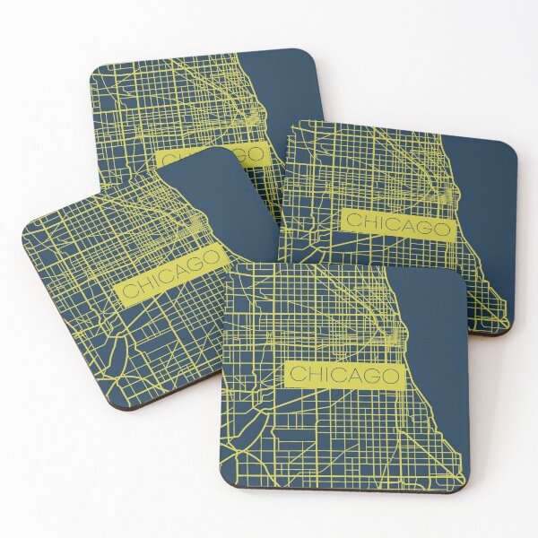 Item preview, Chicago Street Map Yellow and Blue designed and sold by HelloGentry.