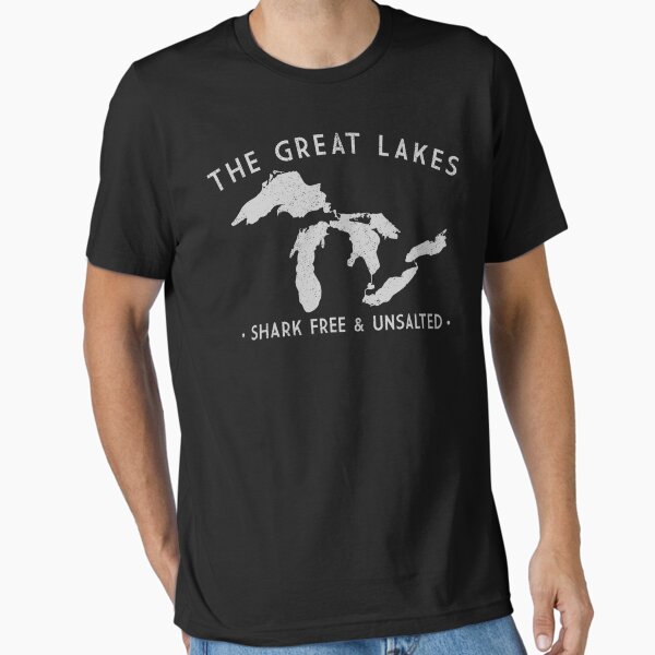 Vista previa del artículo con la obra «Camiseta vintage sin sal y sin tiburones de los Grandes Lagos», diseñado y vendido por BlakenKart.